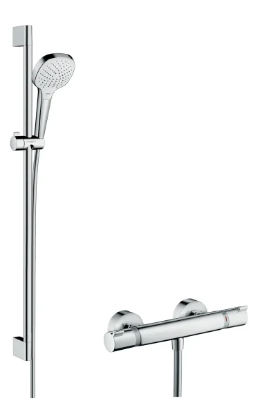 Hansgrohe Croma Select E Shower System 110 Vario With Ecostat Comfort Thermostatic Mixer And Shower Rail 90 Cm