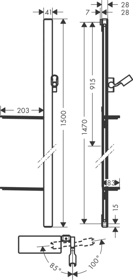 Hansgrohe Unica Shower Rail E 150 Cm With Isiflex Shower Hose 160 Cm And Shelves Chrome detail view - Image 2