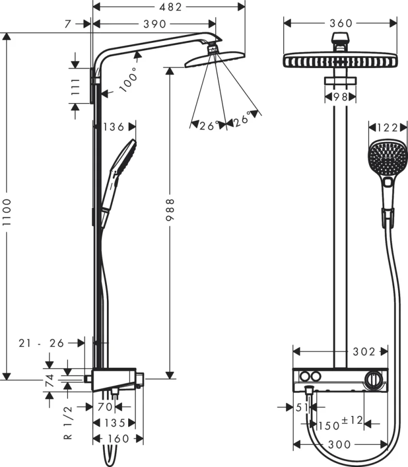 Hansgrohe Raindance E Showerpipe 360 1jet With Showertablet Select 300 detail view - Image 3