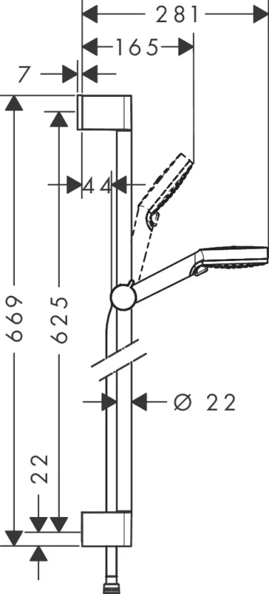 Hansgrohe Crometta Shower Set 100 Vario Ecosmart+ With Shower Rail 65 Cm detail view - Image 2