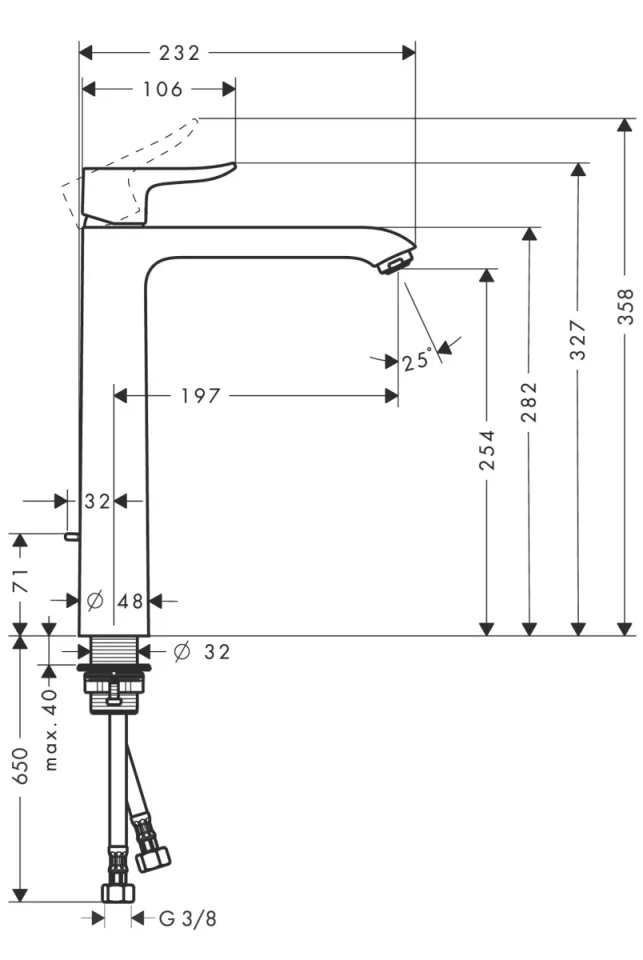 Hansgrohe Metris Manual Mixers 555 X 310 X 80mm Chrome detail view - Image 3