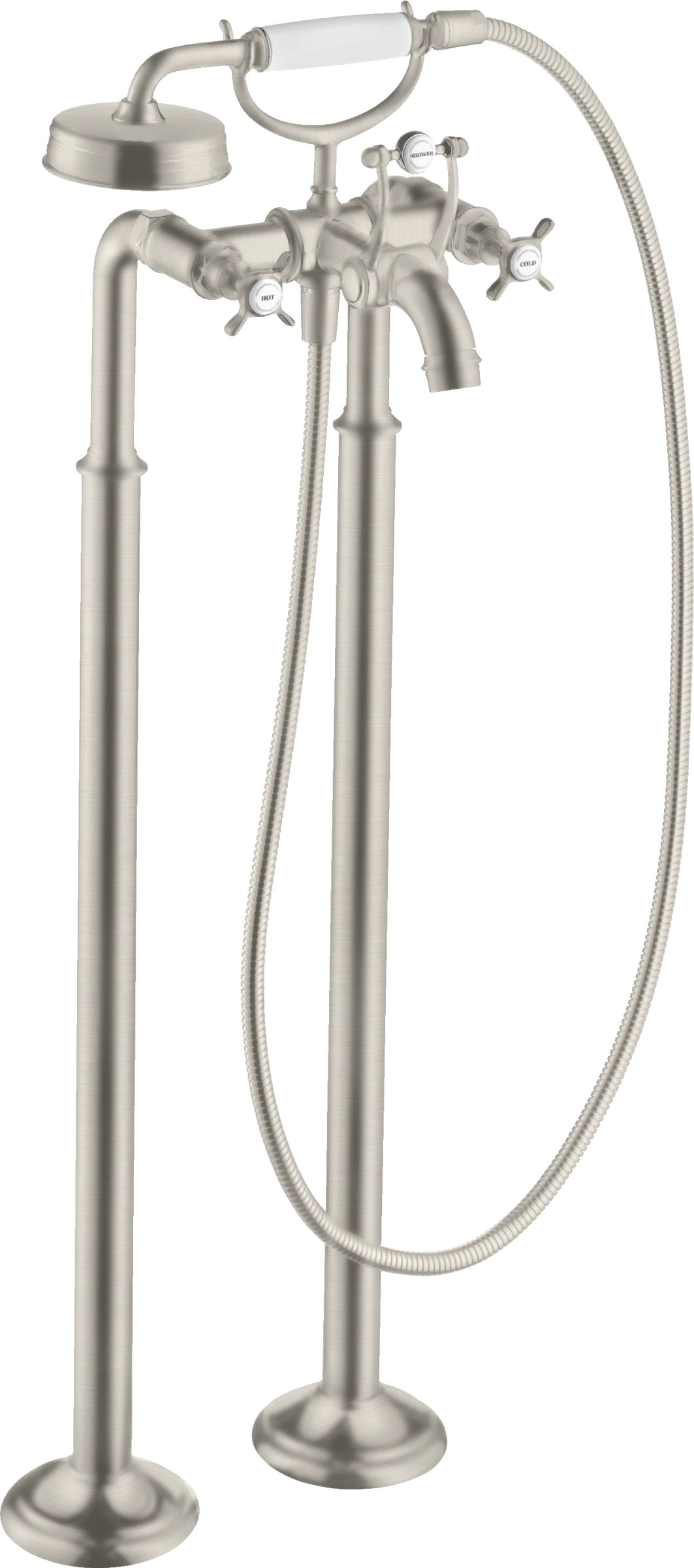 Axor Montreux 2-handle Manual Bath Mixer Floor-standing With Cross Handles Stainless Steel