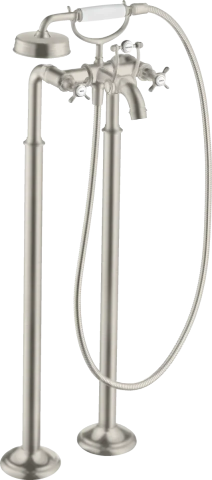 Axor Montreux 2-handle Manual Bath Mixer Floor-standing With Cross Handles Stainless Steel Optic product image - Image 1