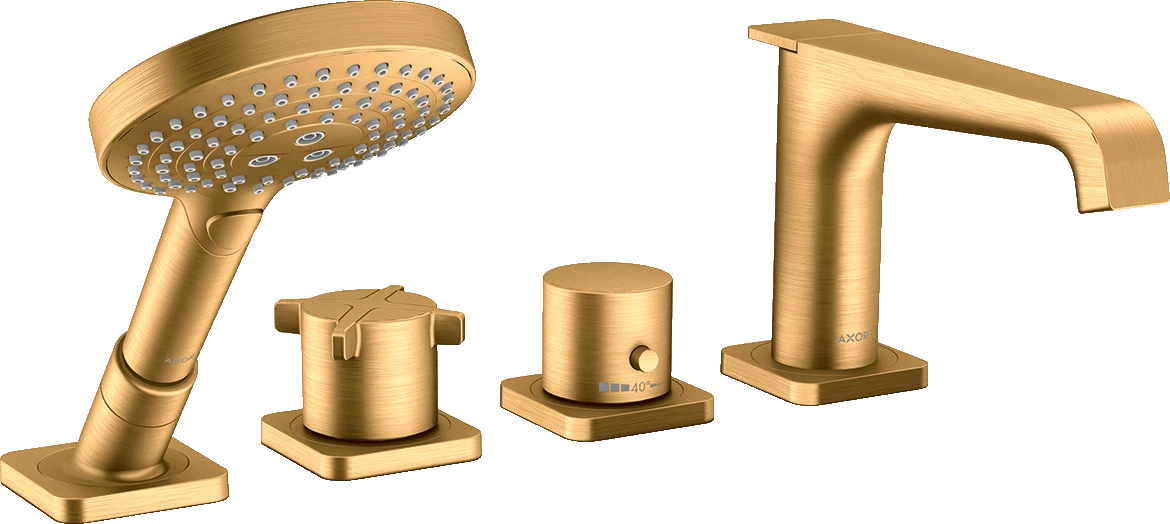 Axor Citterio E 4-hole Rim-mounted Thermostatic Bath Mixer Gold Brushed