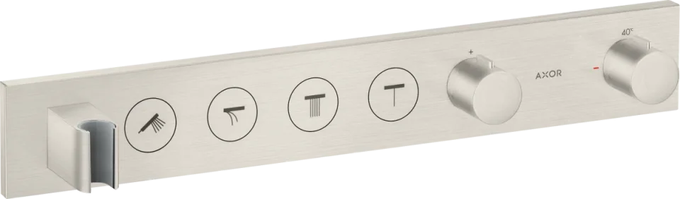 Axor Showersolutions Thermostatic Module Select 600/90 For Concealed Installation For 4 Outlets Stainless Steel Optic product image - Image 1