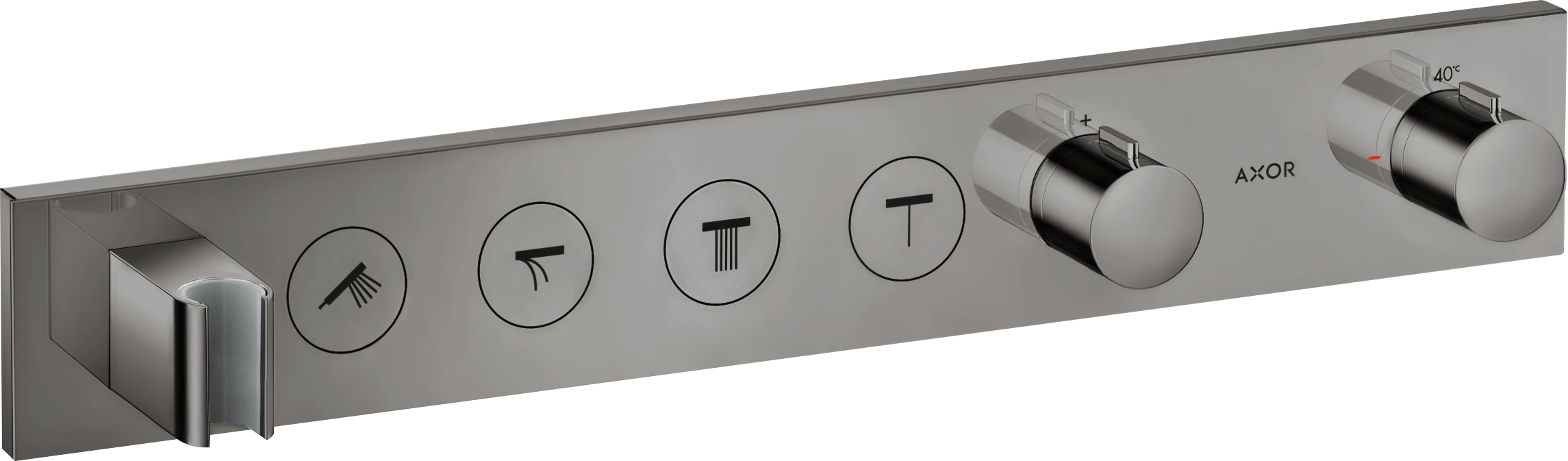 Axor Showersolutions Thermostatic Module Select 600/90 For Concealed Installation For 4 Outlets Polished Black Chrome