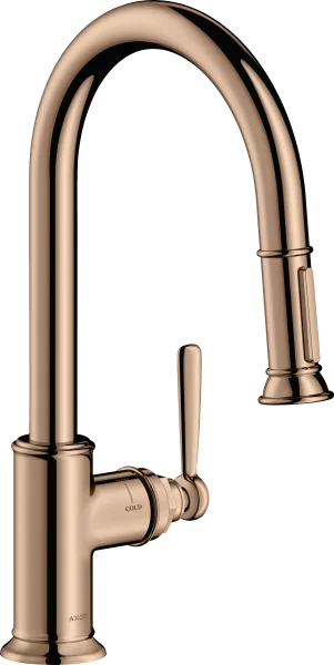 Axor Montreux Single Lever Kitchen Mixer 180 With Pull-out Spray Polished Red Gold