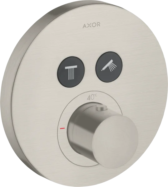 Axor Showersolutions Thermostatic Mixer Round For Concealed Installation For 2 Outlets Stainless Steel