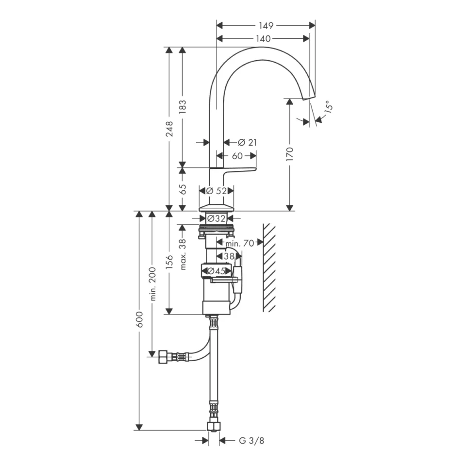 Axor One Manual Mixers 555 X 313 X 85mm Bronze - Brushed detail view - Image 5
