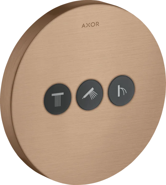 Axor Showerselect Valve Round For Concealed Installation For 3 Outlets Brushed Red Gold