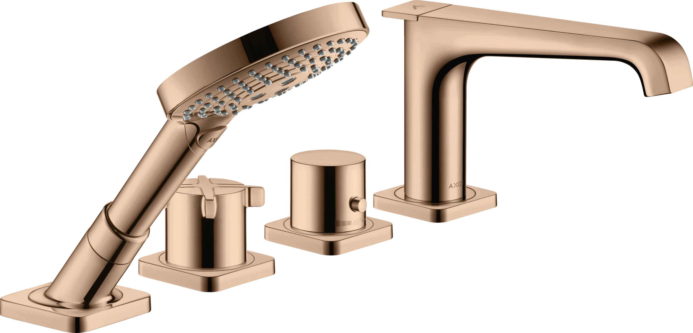 Axor Citterio E 4-hole Tile Mounted Thermostatic Bath Mixer Polished Red Gold