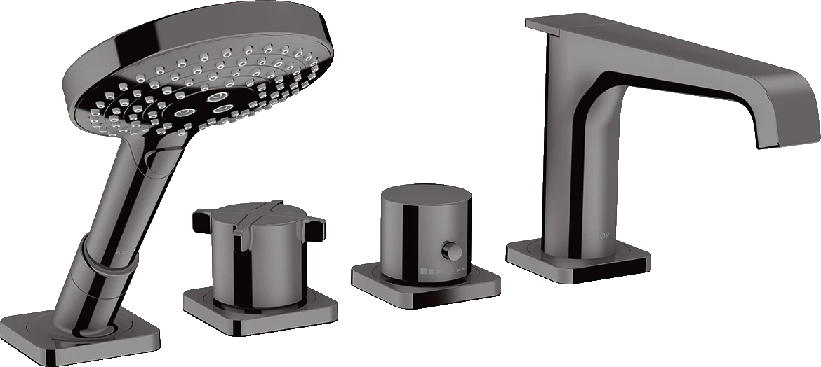 Axor Citterio E 4-hole Rim-mounted Thermostatic Bath Mixer Polished Black Chrome