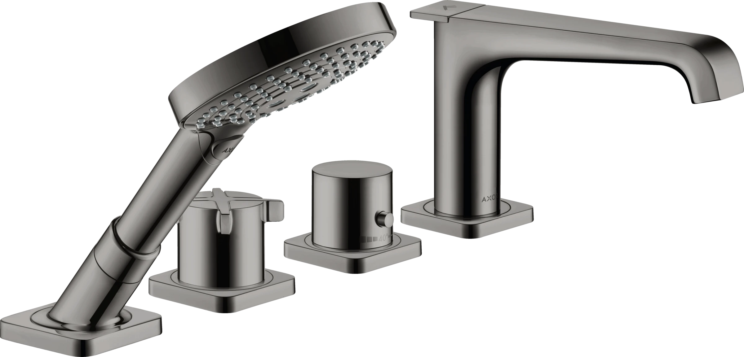 Axor Citterio E 4-hole Tile Mounted Thermostatic Bath Mixer Polished Black Chrome