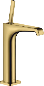 Axor Citterio E Single Lever Basin Mixer 190 With Pin Handle For Wash Bowls With Waste Gold Polished