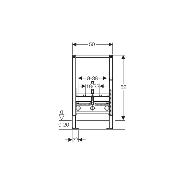 Geberit 111.543.00.1 0.82m Prewall Bidet Frame technical drawing - Image 3