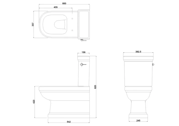 Burlington Riviera Close Coupled Pan Full Btw White technical drawing - Image 2