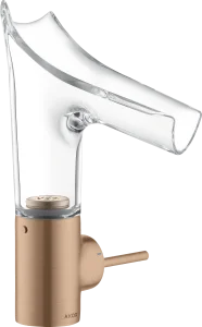 Axor Starck V Single Lever Basin Mixer 140 With Glass Spout Without Waste Brushed Red Gold