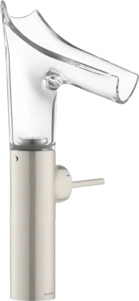 Axor Starck V Single Lever Basin Mixer 220 With Glass Spout For Wash Bowls Without Waste Stainless Steel