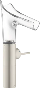 Axor Starck V Single Lever Basin Mixer 220 With Glass Spout For Wash Bowls Without Waste Stainless Steel