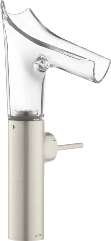 Axor Starck V Single Lever Basin Mixer 220 With Glass Spout For Wash Bowls Without Waste Stainless Steel Optic product image - Image 1
