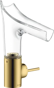 Axor Starck V Single Lever Basin Mixer 140 With Glass Spout Without Waste Gold Polished