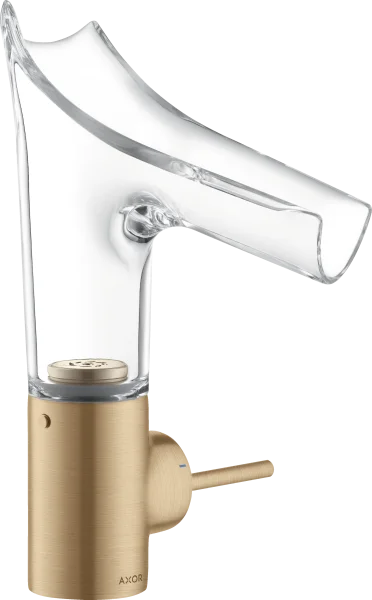 Axor Starck V Single Lever Basin Mixer 140 With Glass Spout Without Waste Brushed Bronze