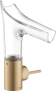 Axor Starck V Single Lever Basin Mixer 140 With Glass Spout Without Waste Brushed Bronze