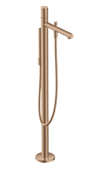 Axor Uno Single Lever Bath Mixer Floor-standing With Zero Handle Brushed Red Gold