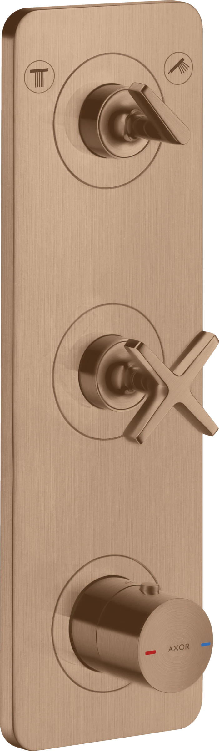 Axor Citterio E Thermostatic Module 380/120 For Concealed Installation For 2 Outlets With Plate Brushed Red Gold