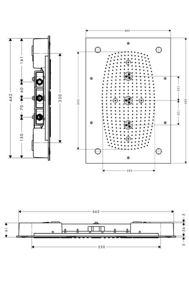 Hansgrohe Raindance Rainmaker Overhead Showers 745 X 735 X 120mm Chrome detail view - Image 3