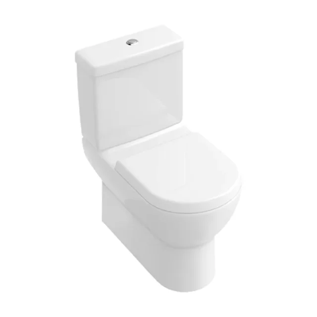 Abacus Simple Flat-to-Wall Close Coupled Toilet Pan & Dual Flush Cistern White product image - Image 1