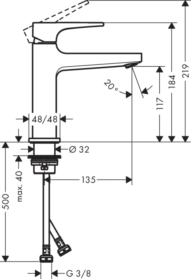 Hansgrohe Metropol Single Lever Basin Mixer 110 With Lever Handle And Push-open Waste Brushed Bronze detail view - Image 2