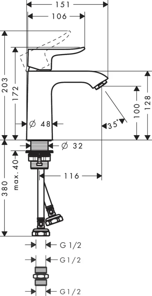 Hansgrohe Metris Single Lever Basin Mixer 110 Min. 0.5 Bar Without Waste Chrome detail view - Image 3