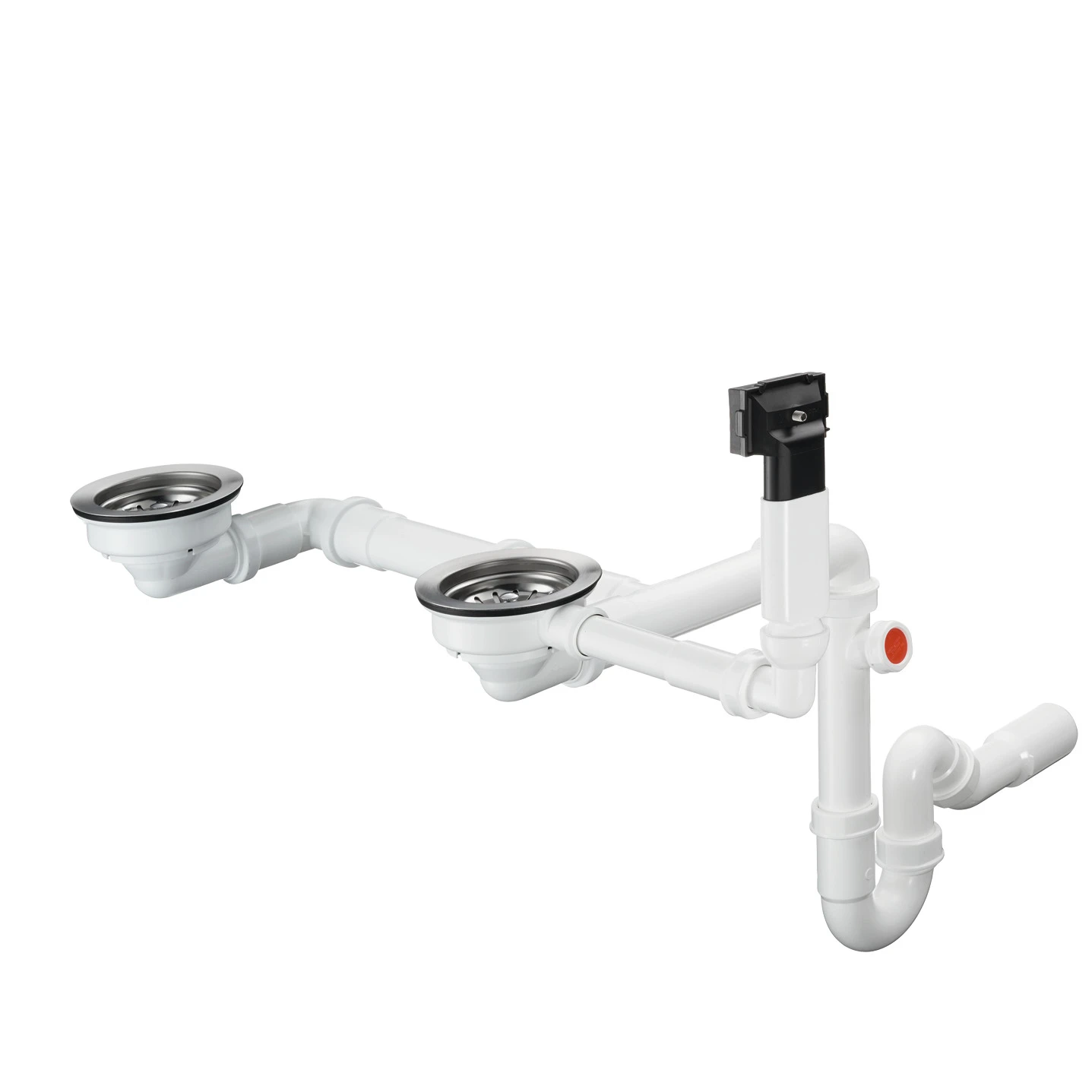 Hansgrohe D17-10 Manual Waste And Overflow Set For Double Bowl Granite Chrome