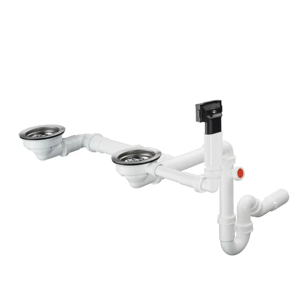 Hansgrohe D17-10 Manual Waste And Overflow Set For Double Bowl Granite Chrome