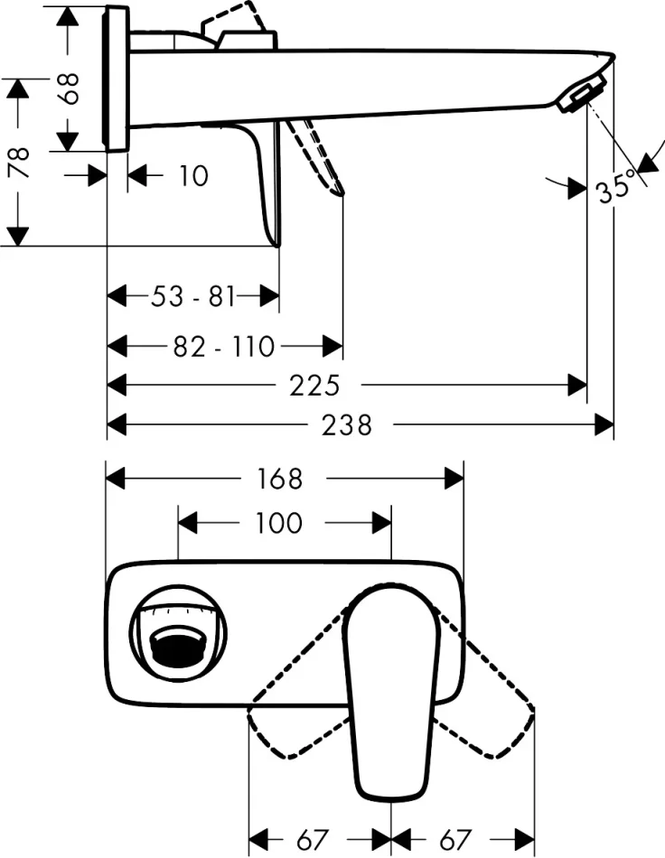 Hansgrohe Talis E Single Lever Basin Mixer For Concealed Installation With Spout 22.5 Cm detail view - Image 2