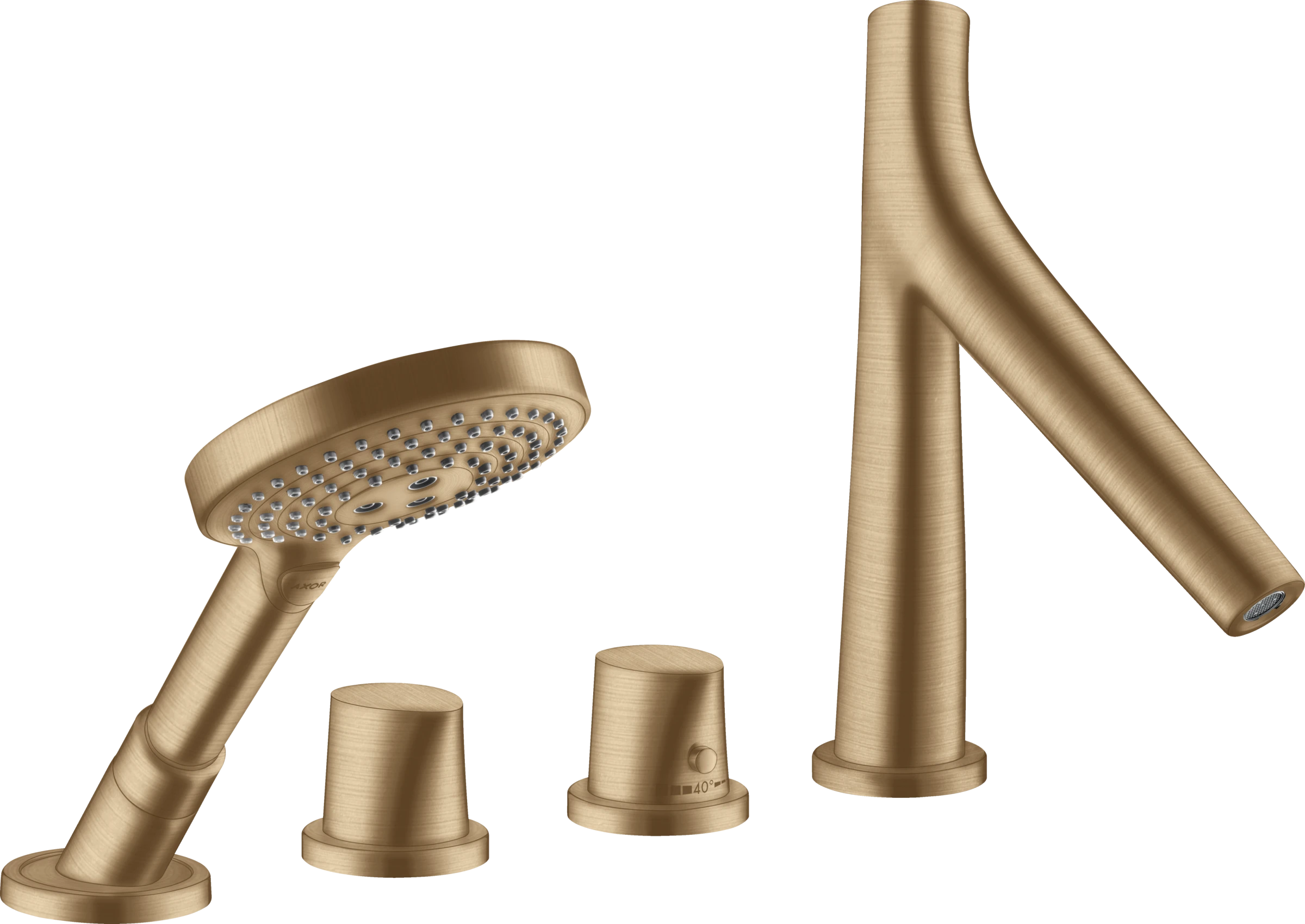 Axor Starck Organic 4-hole Rim-mounted Thermostatic Bath Mixer Brushed Bronze