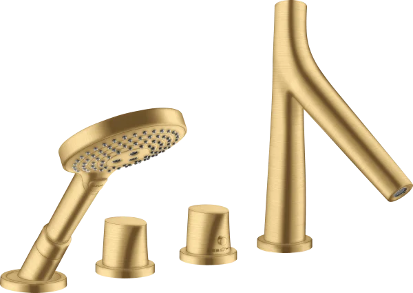 Axor Starck Organic 4-hole Rim-mounted Thermostatic Bath Mixer Gold Brushed
