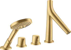 Axor Starck Organic 4-hole Rim-mounted Thermostatic Bath Mixer Gold Brushed
