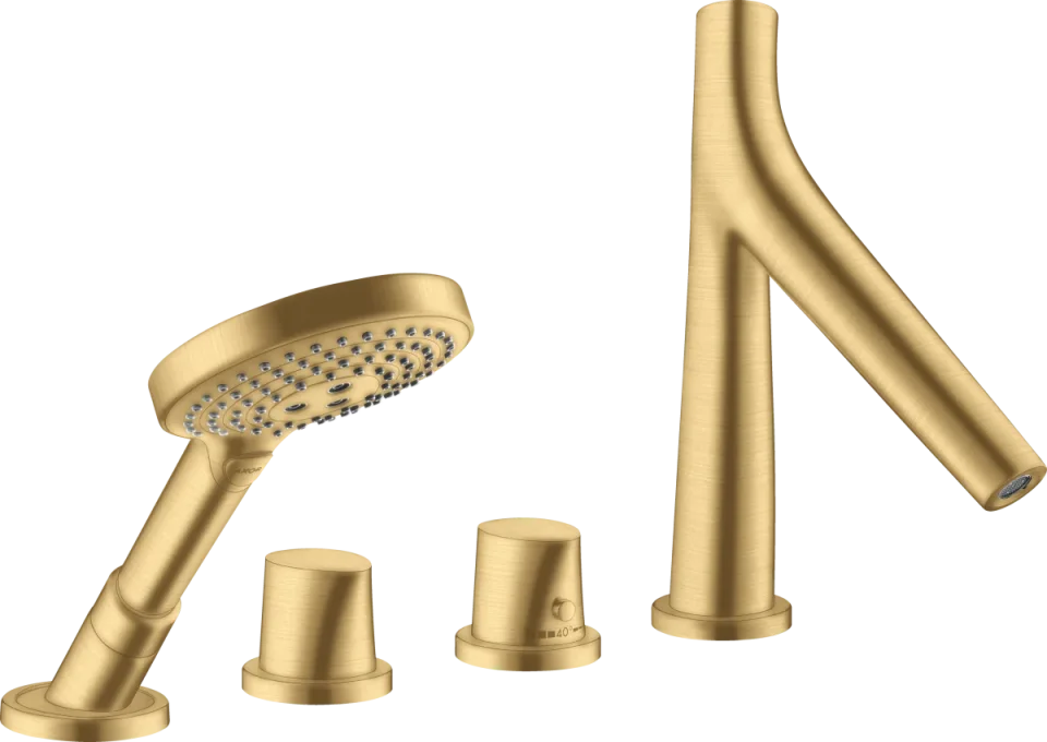 Axor Starck Organic 4-hole Rim-mounted Thermostatic Bath Mixer Brushed Gold Optic product image - Image 1