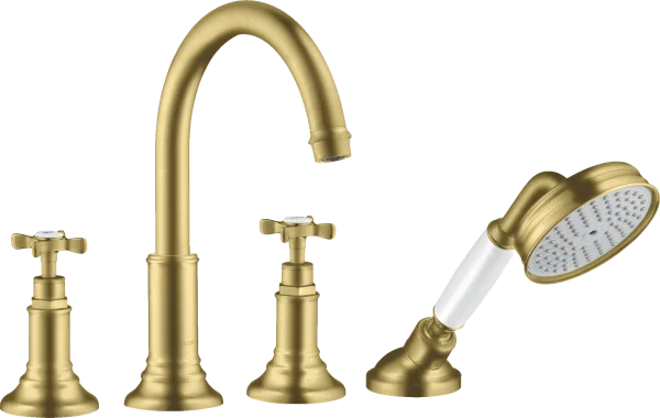 Axor Montreux 4-hole Rim-mounted Bath Mixer With Cross Handles Brushed Brass