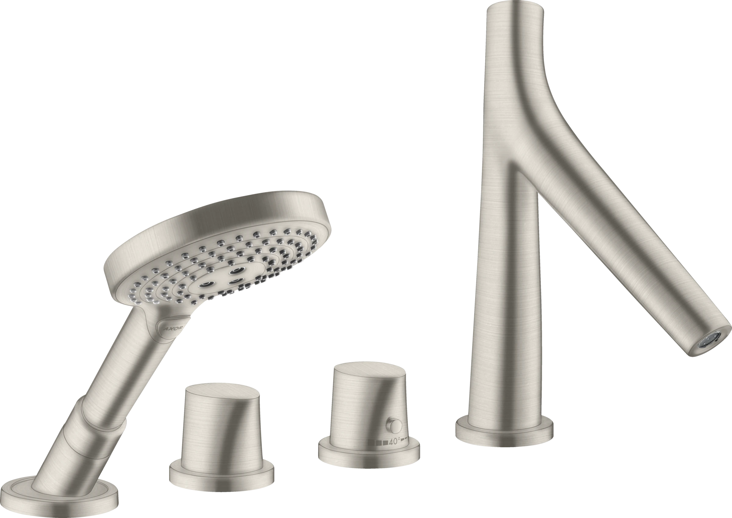 Axor Starck Organic 4-hole Rim-mounted Thermostatic Bath Mixer Stainless Steel