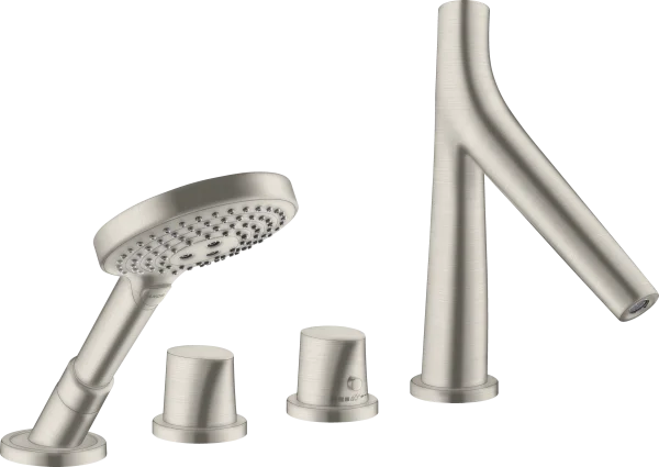 Axor Starck Organic 4-hole Rim-mounted Thermostatic Bath Mixer Stainless Steel