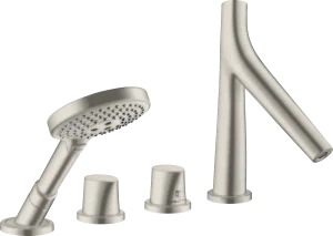 Axor Starck Organic 4-hole Rim-mounted Thermostatic Bath Mixer Stainless Steel