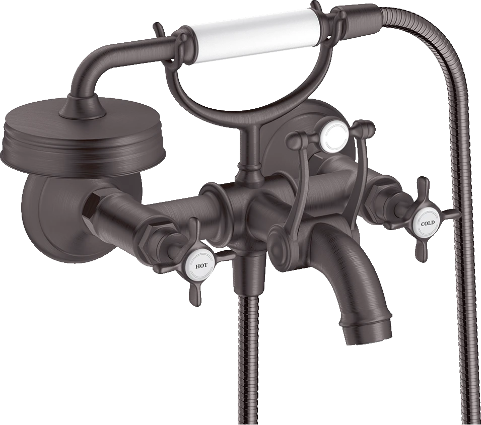 Axor Montreux 2-handle Manual Bath Mixer For Exposed Installation With Cross Handles Brushed Black Chrome