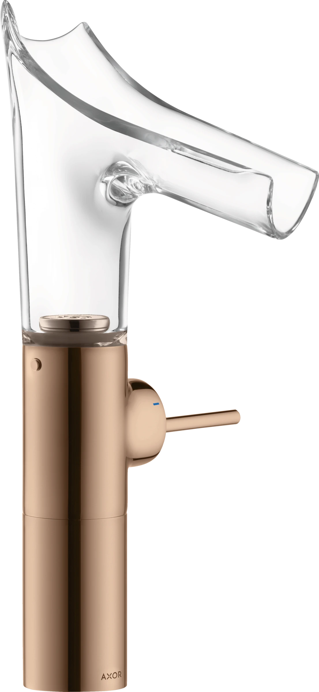 Axor Starck V Single Lever Basin Mixer 220 With Glass Spout For Wash Bowls Without Waste Polished Red Gold