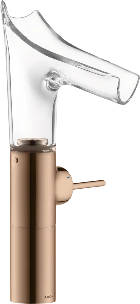 Axor Starck V Single Lever Basin Mixer 220 With Glass Spout For Wash Bowls Without Waste Polished Red Gold