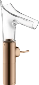 Axor Starck V Single Lever Basin Mixer 220 With Glass Spout For Wash Bowls Without Waste Polished Red Gold