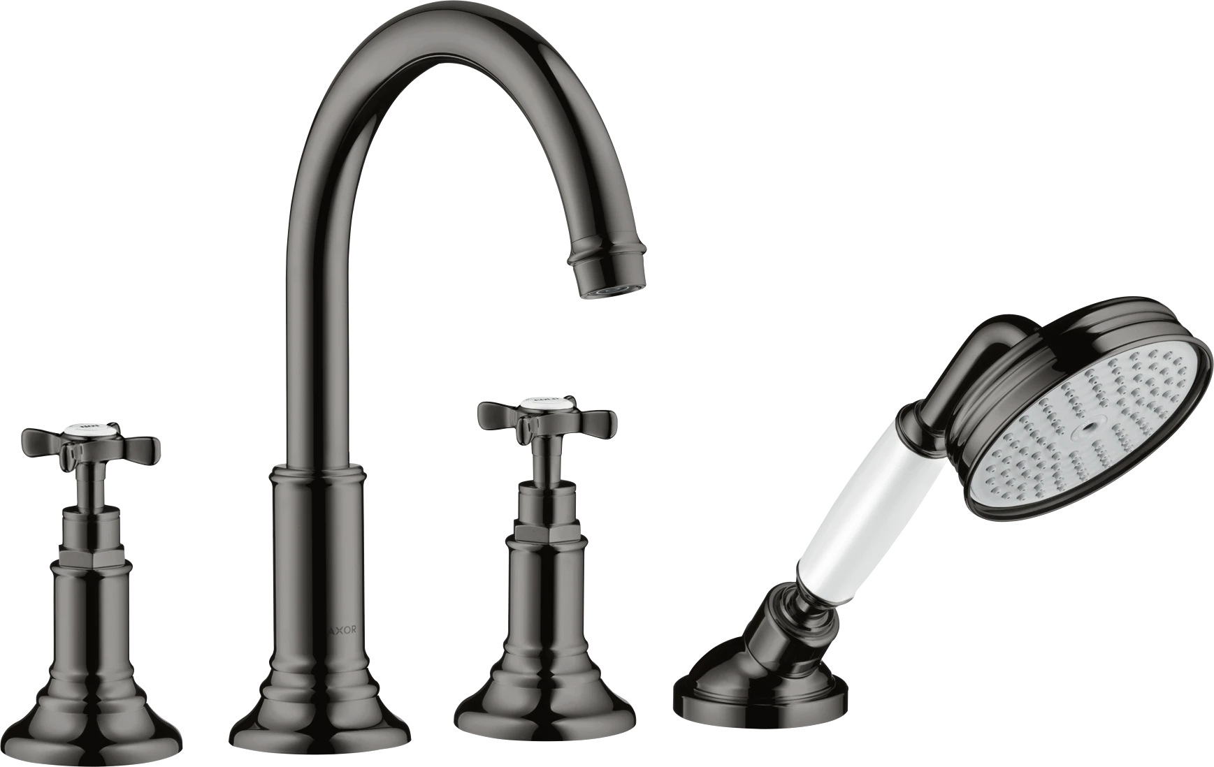 Axor Montreux 4-hole Tile Mounted Bath Mixer With Cross Handles Polished Black Chrome