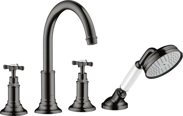 Axor Montreux 4-hole Tile Mounted Bath Mixer With Cross Handles Polished Black Chrome